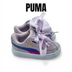 Puma Kids Minion Lilac Suede Sneakers with Iridescent Formstrip